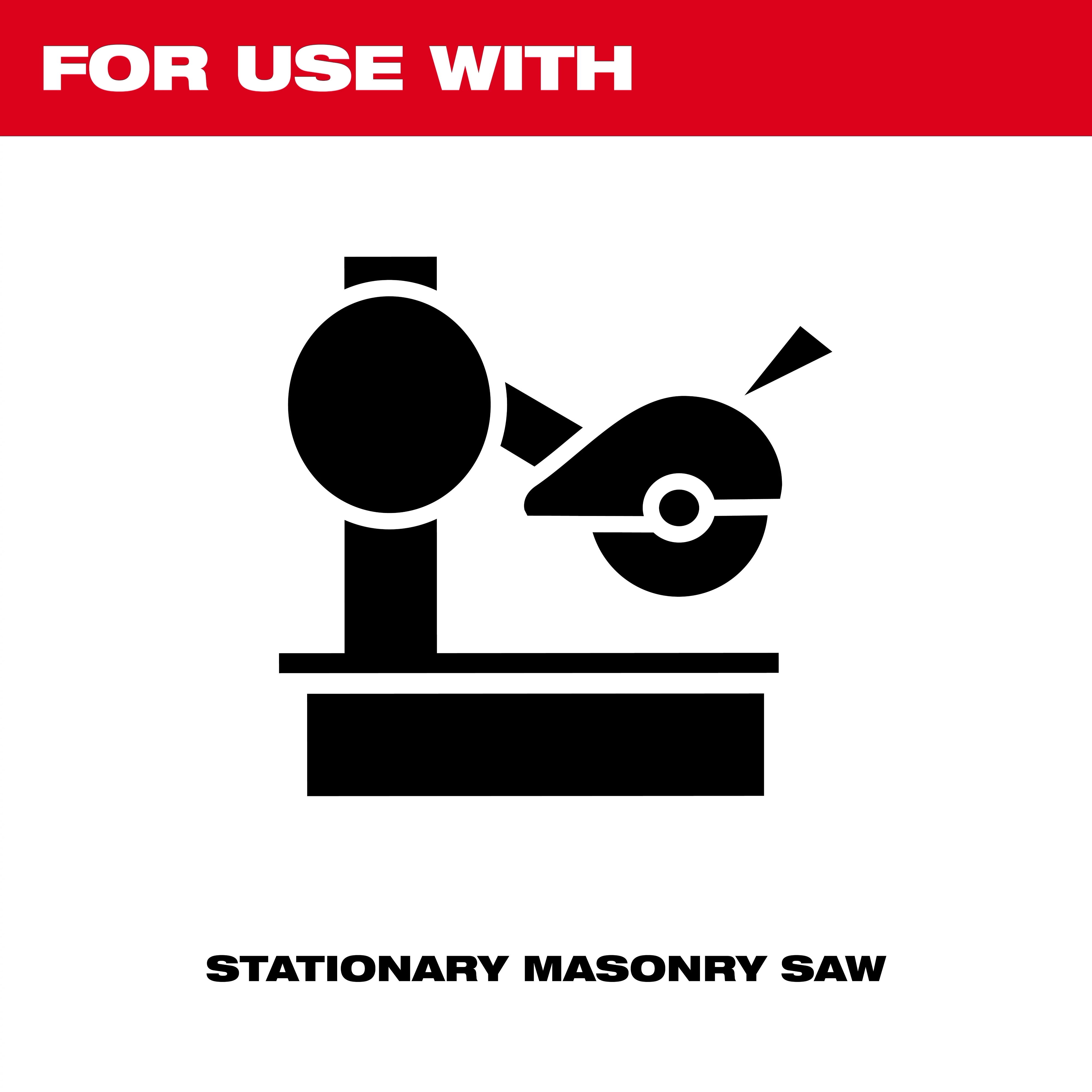 Bonded Abrasives for use with stationary masonry saws, depicted by a black icon of a saw on a white background.