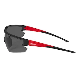 Safety Glasses - Tinted Anti-Scratch Lenses with red and black frames, designed for eye protection and durability.