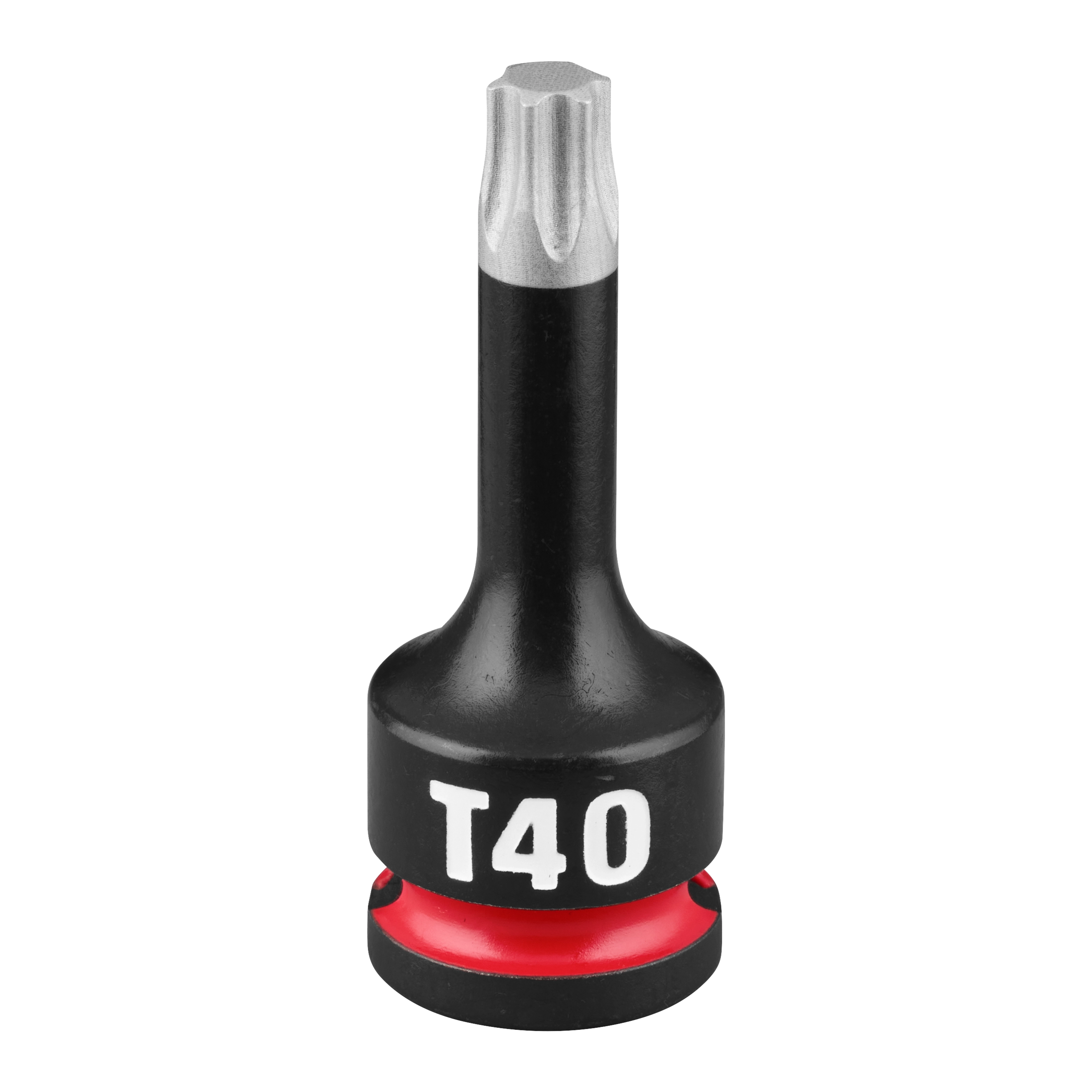 SHOCKWAVE Impact Duty 3/8" Drive 2" Torx T40 Bit Socket features a black body with a white "T40" marking and a red ring near the base.