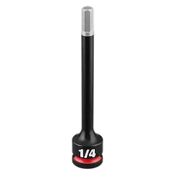 SHOCKWAVE Impact Duty 3/8" Drive 4" Hex 1/4" Bit Socket standing upright with 1/4 marking on the base.
