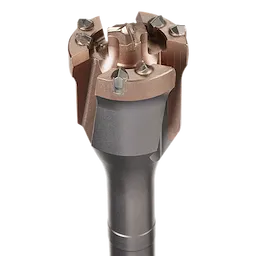 2-1/8" X 22" One Piece SDS-MAX Tunnel Bit with a metallic finish and multiple cutting edges, designed for drilling concrete.