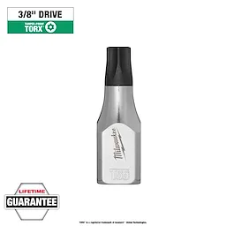 1/4" Drive T55 Tamper Proof TORX Bit Socket with a silver finish, black tip, and a lifetime guarantee badge on a white background.