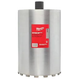 Milwaukee 10" Diamond Premium Wet Core Bit with silver body and red label is designed for drilling holes in concrete and masonry.