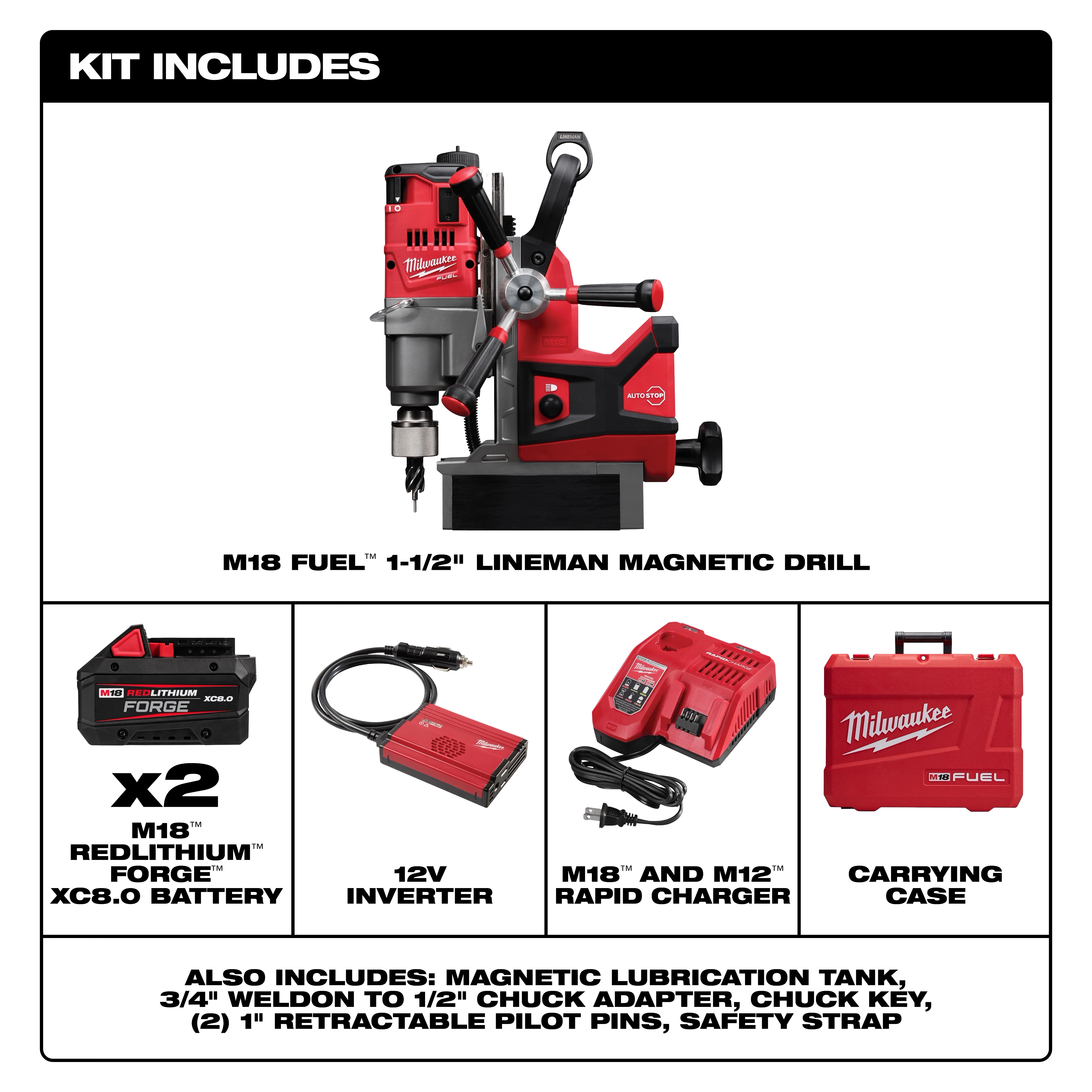 M18 FUEL™ 1-1/2" Lineman Magnetic Drill High Demand™ Kit - 3