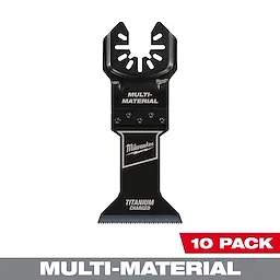 Milwaukee OPEN-LOK 1-3/4" Titanium Enhanced Bi-Metal Metal Blade 10-pack for multi-material cutting with a titanium-charged edge.