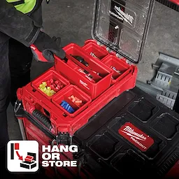 App%20Shot%20Overlay product displaying a red organizer toolbox filled with various small tools and parts, with "Hang or Store" text.