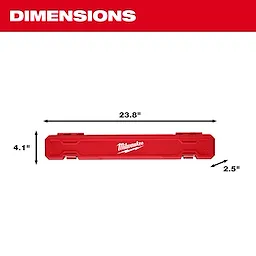 Red case of the 1/2" Drive Click Torque Wrench (50-250 ft·lbf) with dimensions: 25.4" long, 4" wide, and 2.5" high.