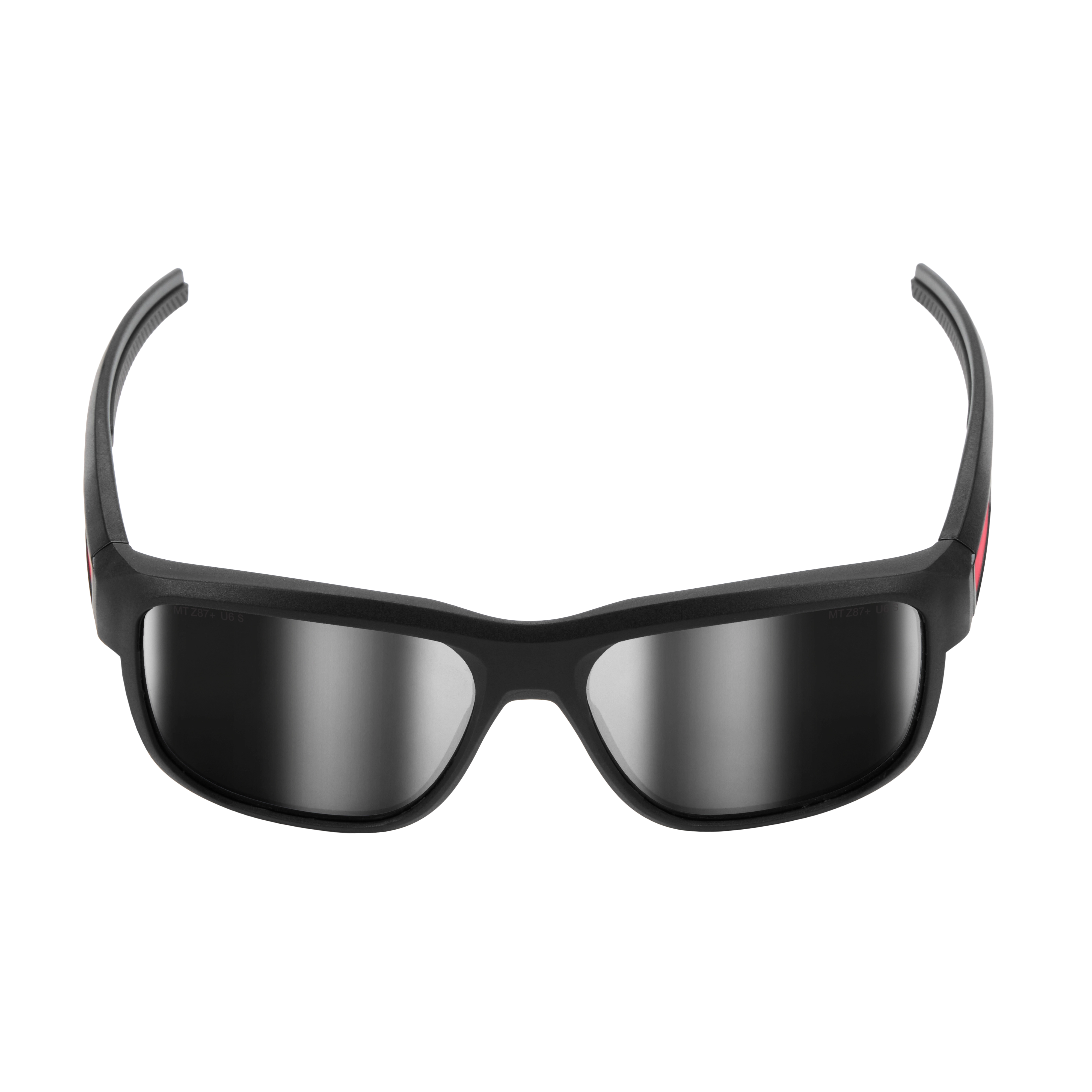 Full Frame Safety Glasses with Removable Side Shields feature silver mirrored anti-scratch lenses. The glasses have a black frame with curved temples and provide full coverage for eye protection. The sleek design ensures comfort and durability for various safety applications.