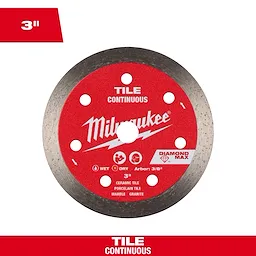 3" DIAMOND MAX Continuous, Tile Diamond Blade with a red center and metal rim displayed against a white background.