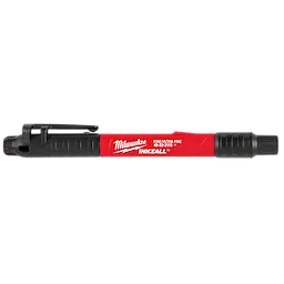 The INKZALL™ Double Sided Black Jobsite Marker – Ultra Fine & Fine Point features a red body with a white logo and text. It has black caps on both ends, each with a clip for securing the marker. One end is labeled "Ultra Fine" and the other "Fine Point."