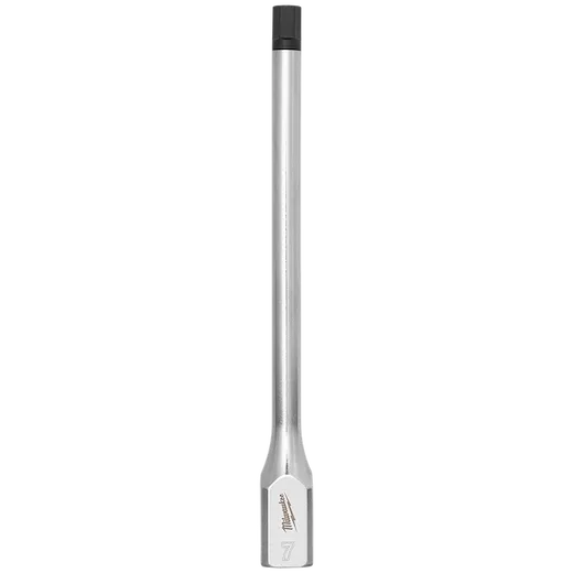 The 3/8" Drive 7mm Long Hex Bit Socket is a metallic tool with a long, slender hexagonal shaft and a broader base. The socket is designed for high torque applications and is used to drive 7mm hex fasteners.
