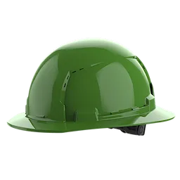 BOLT Green Full Brim Vented Hard Hat w/6pt Ratcheting Suspension (USA) - Type 1, Class C on a plain background