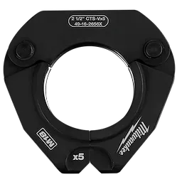 Black 2-1/2" CTS-Vx5 pivoting press ring for M18 press tools with a circular opening in the center and two pins at the top.