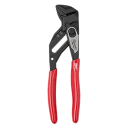 The 7" Pliers Wrench features a black adjustable jaw and red ergonomic handles. It is designed for versatile gripping, holding, pressing, and bending applications.