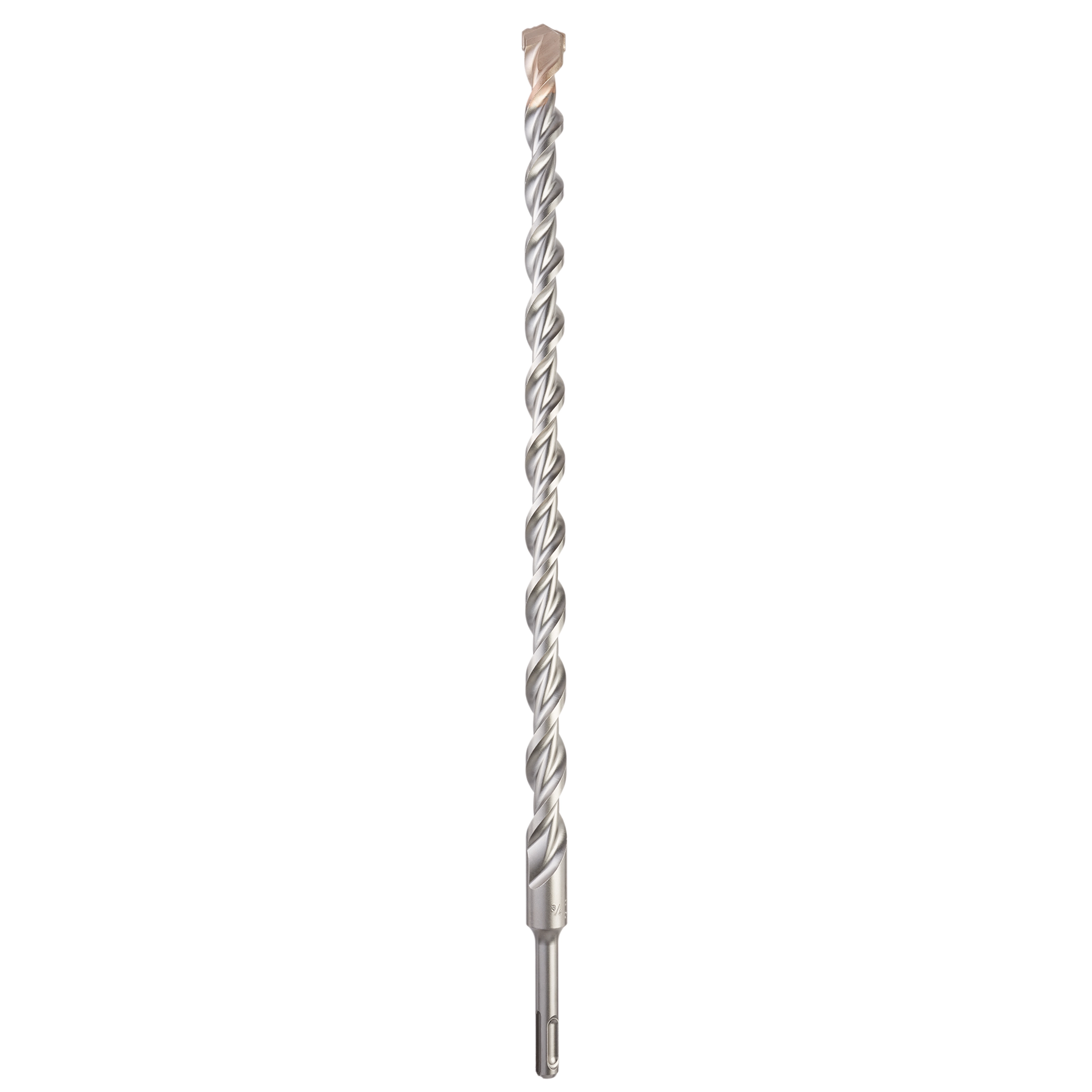 The image shows an SDS%2B2CT 3/4" X 16" X 18" drill bit with a spiral flute design and a pointed tip for masonry and concrete work. The bit is silver with a shank designed for secure attachment to a drill.