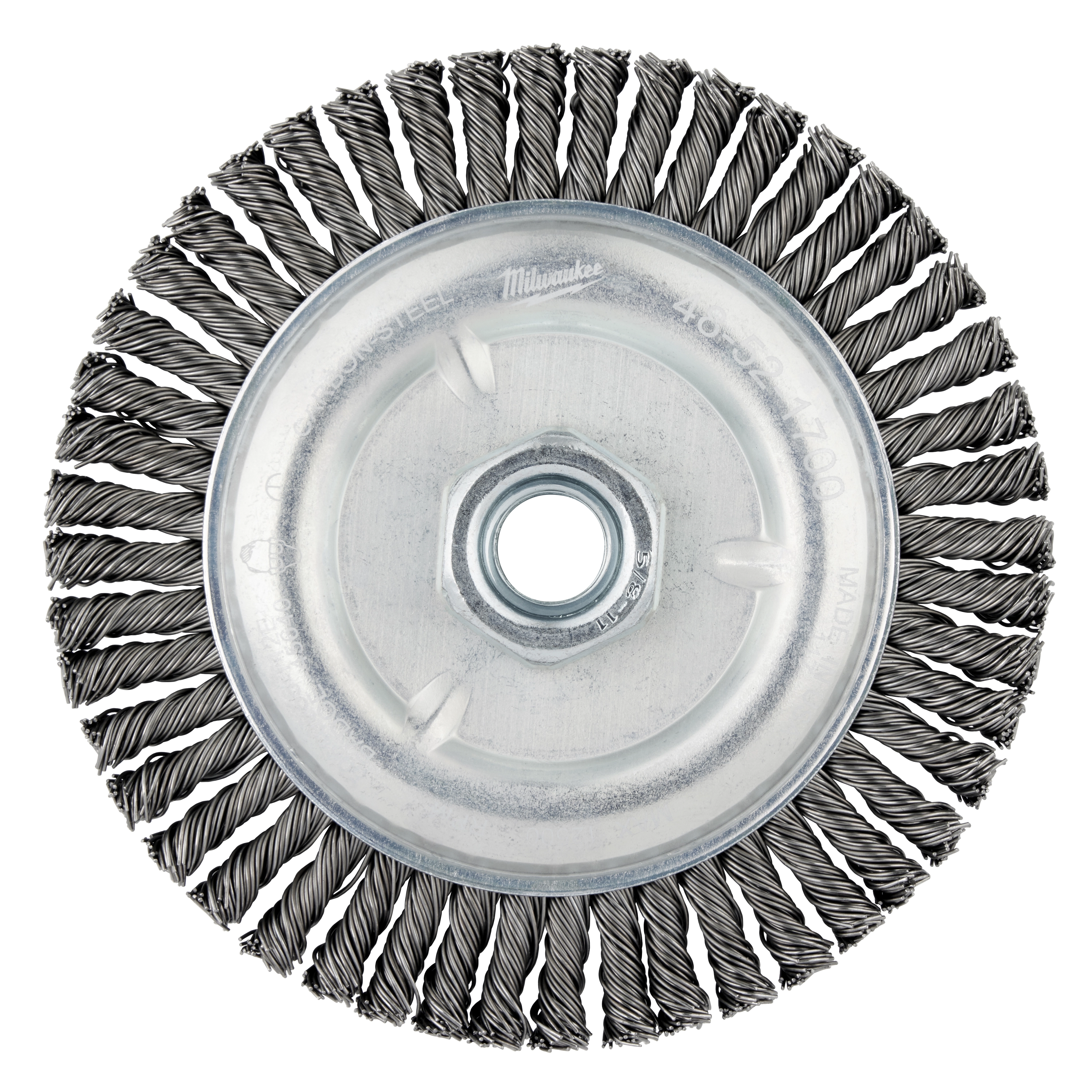 5" Stringer Bead Wheel with carbon steel block shot, featuring tightly wound bristles for effective cleaning and surface preparation.