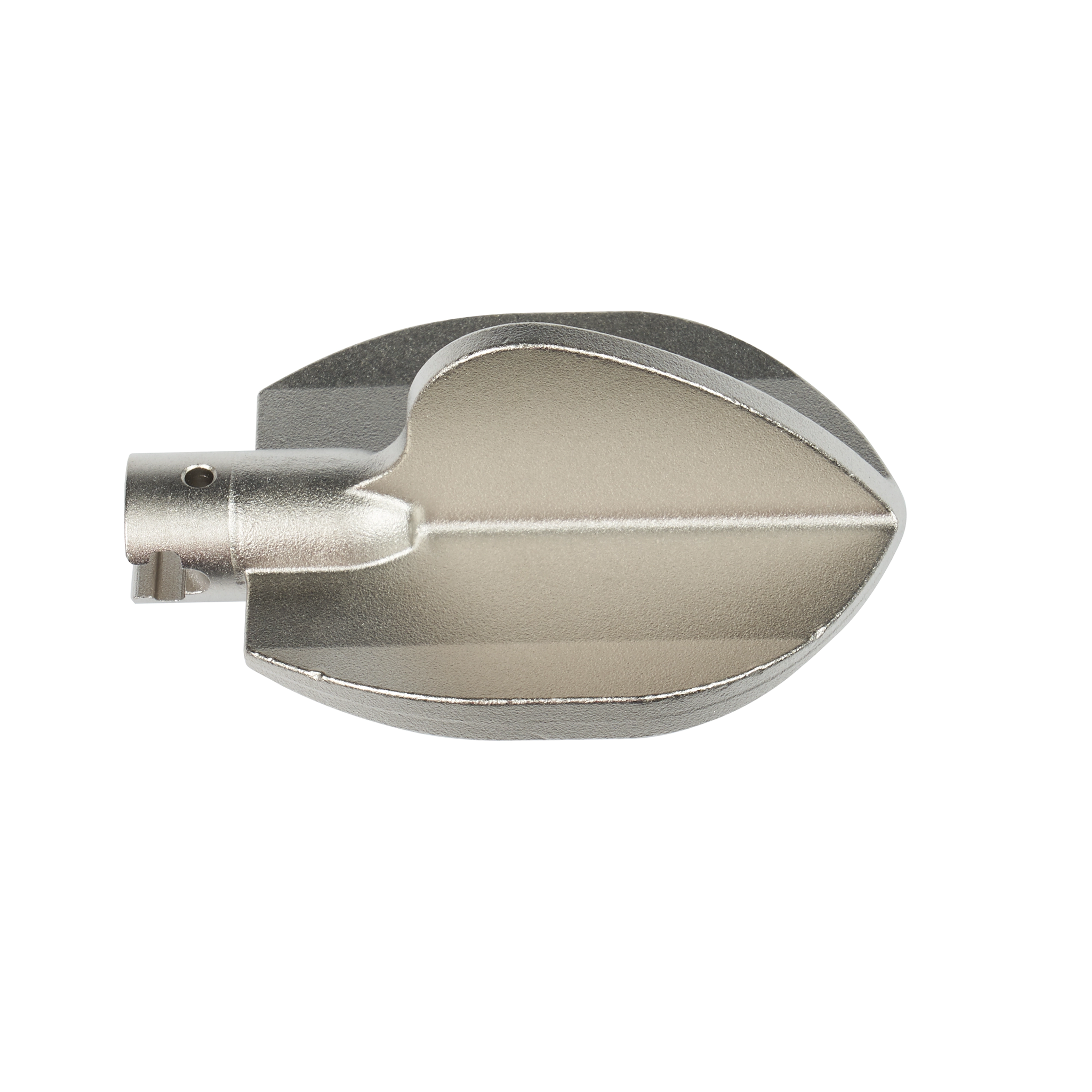 The Medium Opening Tool features a metallic, leaf-shaped head designed for efficient openings. The tool has a cylindrical shaft with a hole near the base for attachment. Its streamlined design is ideal for precise cutting and opening applications.