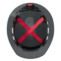 Top view of BOLT Gray Full Brim Vented Hard Hat w/4pt Ratcheting Suspension (USA) - Type 1, Class C.