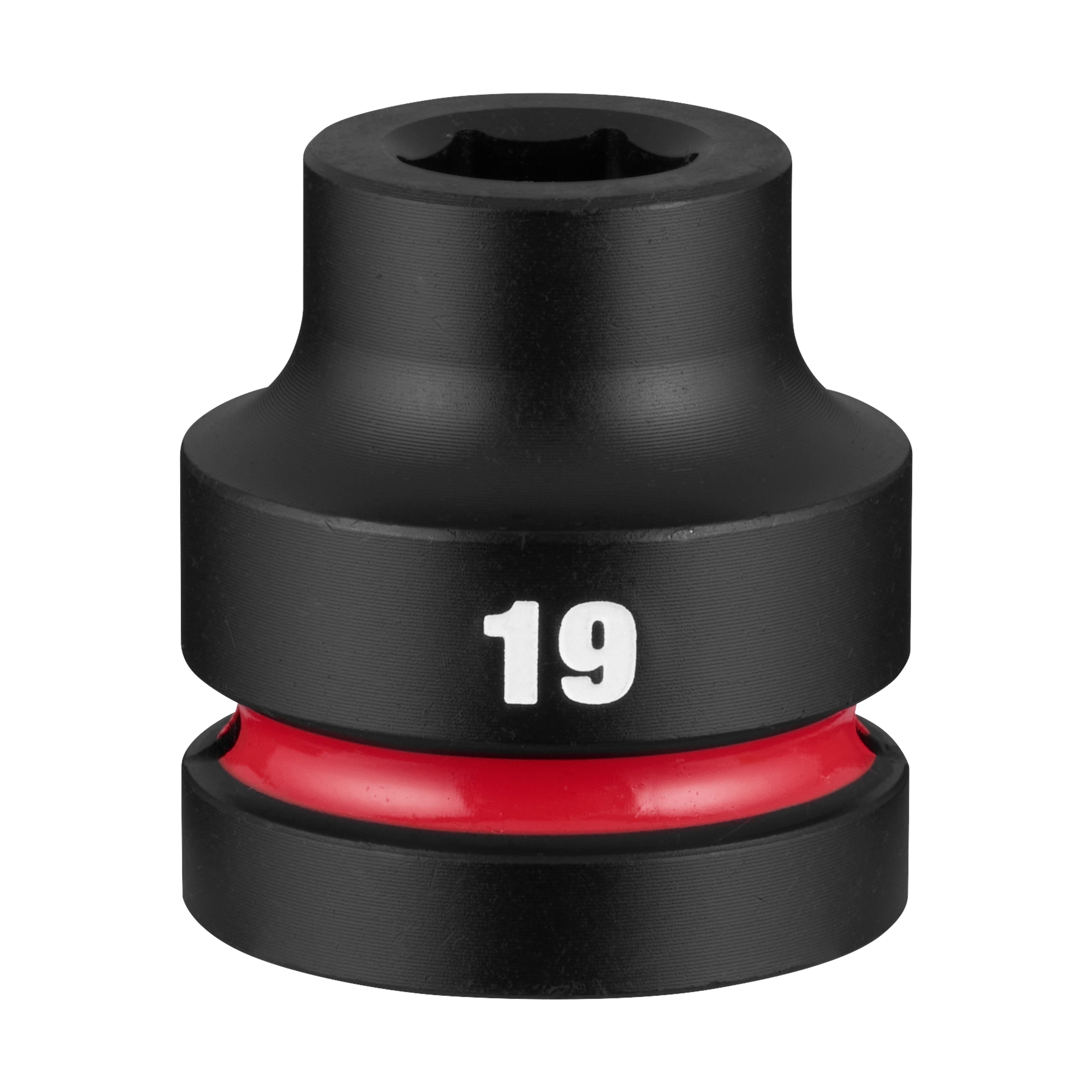 SHOCKWAVE Impact Duty 1" Drive 19mm Standard 6 Point Socket with 19 marking and red band on a plain background.