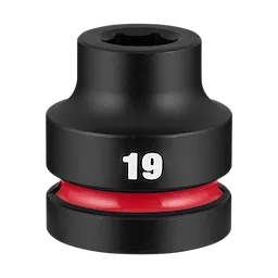 SHOCKWAVE Impact Duty 1" Drive 19mm Standard 6 Point Socket with 19 marking and red band on a plain background.