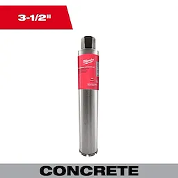 3-1/2" Diamond Wet Core Bit, designed for concrete drilling, features a cylindrical metal body with a red label near the top.