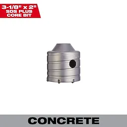 SDS Plus Core Bit 3-1/8" x 2" designed for concrete drilling. The image includes product dimensions on a white background.