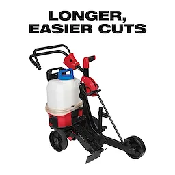 MX FUEL Cut-Off Saw Cart USP with water tank and adjustable handles, designed for longer, easier cuts.