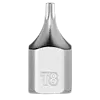 A 1/4" Drive T8 Low-Profile TORX Bit Socket made of silver metal with a T8 size marking engraved on its side. The bit has a low-profile design and a pointed tip suitable for dealing with TORX screws.