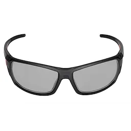 Performance Safety Glasses with gray fog-free lenses, featuring a black frame and wrap-around design for enhanced protection.