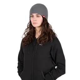 Image of a woman wearing the Milwaukee Fleece-Lined Beanie in gray