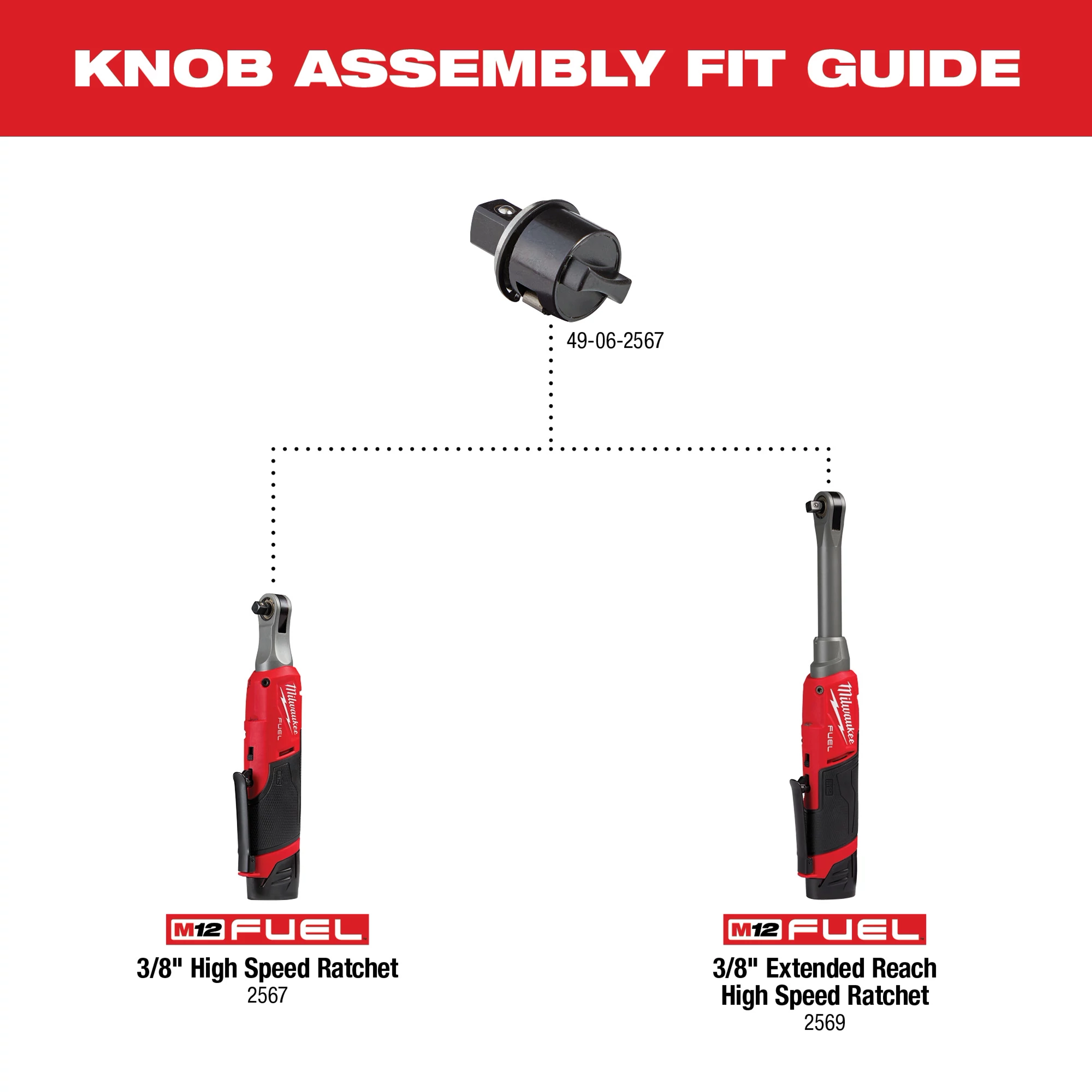 3/8" High Speed Ratchet Tall Shift Knob Assembly Fit Guide