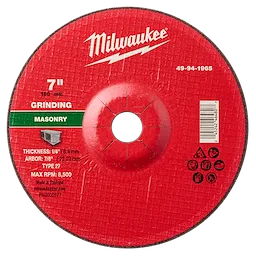 7" x 1/4" x 7/8" Masonry Grinding Wheel - Type 27, with maximum RPM of 8,500 and arbor size of 7/8".