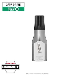 1/4" Drive T60 Tamper Proof TORX Bit Socket with a silver body and black tip, displaying "T60" and a lifetime guarantee label.