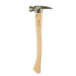 19oz Smooth Face Hickory Hammer with a wooden handle and metal head, featuring a curved claw for nail removal and a smooth striking surface.