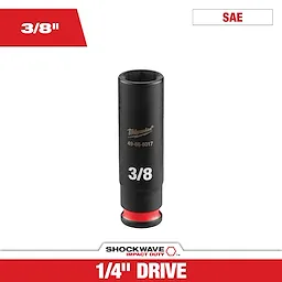 SHOCKWAVE Impact Duty 1/4" Drive 3/8" Deep 6 Point Socket standing upright on a white background.