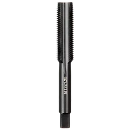 M12-1.25 20mm Straight Flute Plug Tap with a threaded cutting edge and hexagonal shank for threading applications.
