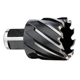 1-1/2" Annular Cutter in black and silver with sharp, helical cutting edges designed for drilling through tough materials.
