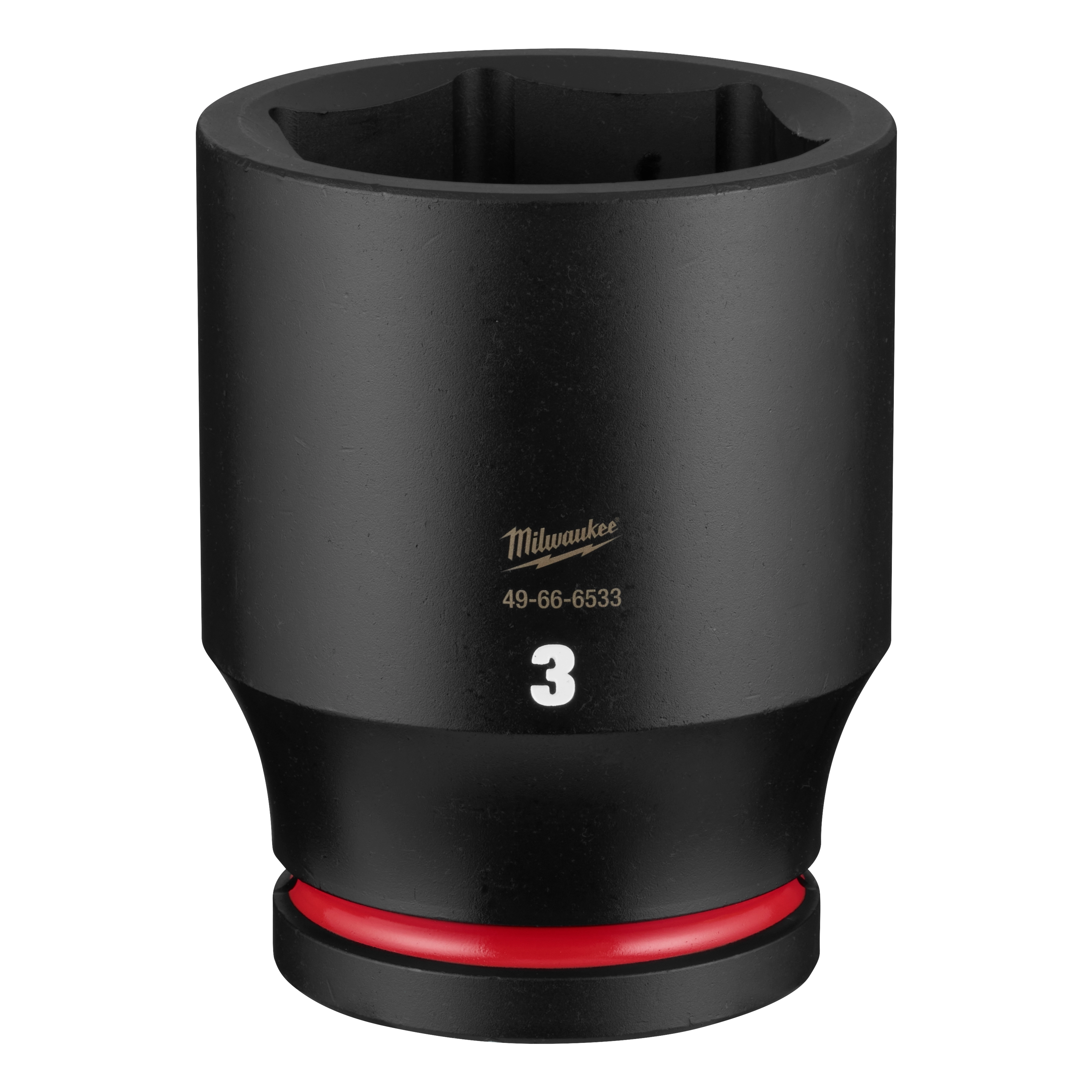 SHOCKWAVE Impact Duty 1" Drive 3" Deep 6 Point Socket standing upright with a visible size marking 3.