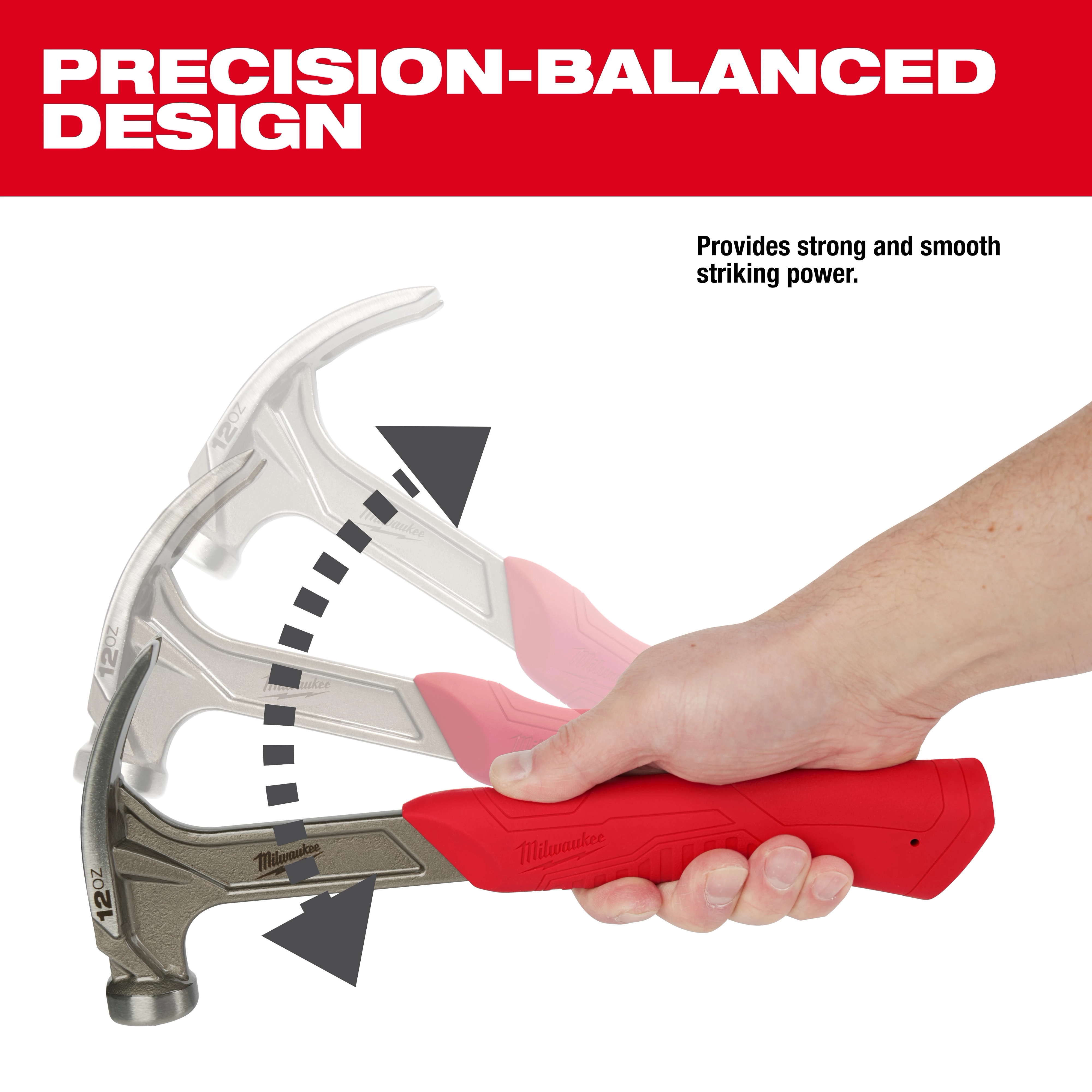 12oz Smooth Face Hybrid Claw Finish Hammer features a precision-balanced design for strong, smooth striking power.