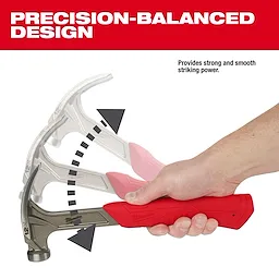 12oz Smooth Face Hybrid Claw Finish Hammer features a precision-balanced design for strong, smooth striking power.