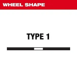 Bonded Abrasives, Type 1, Depressed Center depicts a wheel shape chart with a red top bar labeled "WHEEL SHAPE" and text "TYPE 1".