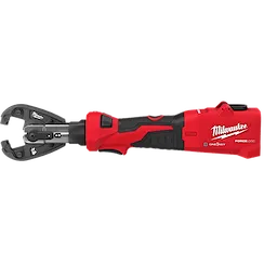 The M18™ FORCE LOGIC™ 6T Linear Utility Crimper with Kearney Jaw (Tool Only) is a red and black handheld crimping tool designed for electrical utility work. It features a Kearney jaw and ergonomic handle with controls for efficient cable crimping.