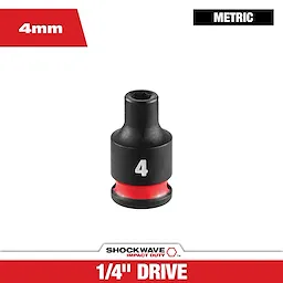 SHOCKWAVE Impact Duty 1/4" Drive 4MM Standard 6 Point Socket centered on a white background.
