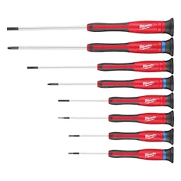 Block%20Shot%20without%20icons product displaying eight red-handled screwdrivers of various sizes, aligned vertically on a white background.