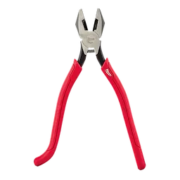 Comfort Grip Ironworker's Pliers feature red ergonomic handles and a durable steel head for gripping and cutting tasks. The handles are curved for better grip, and the head includes a wire cutter and teeth for added functionality.