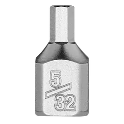 A silver 1/4" Drive 5/32" Low-Profile Hex Bit Socket with a hexagonal tip. The socket is engraved with "5/32" on its side in a large font.