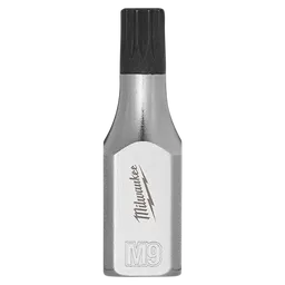 The 3/8" Drive 9mm Triple Square Bit Socket is a metallic tool with a hexagonal base and a black triple square bit at the top. The brand name and "M9" are engraved on the side.