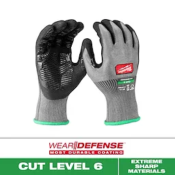 Milwaukee Cut Level 6 High Dexterity Nitrile Dipped Gloves w/ WEAR-DEFENSE Protection.