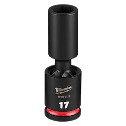 SHOCKWAVE Impact Duty 1/2" Drive 17MM Deep Swivel Socket standing upright with a red ring near the base.