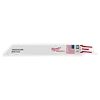Milwaukee 6" 18 TPI SAWZALL® Blades (5 Pk) are designed for cutting medium metal. The silver blade features the Milwaukee logo, an American flag, "Medium Metal" text, and specifications including "18 TPI." It has a toothed edge for efficient metal cutting.